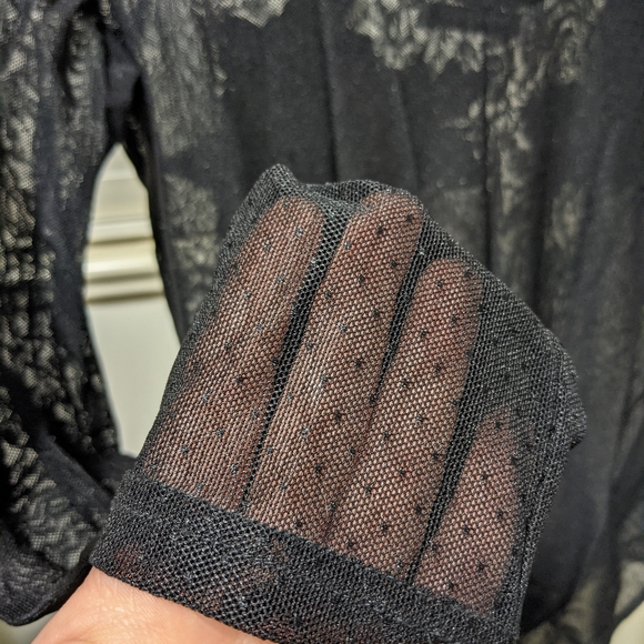 Sheer Embroidered Rose Polka Dot Bodysuit - Picture 8 of 10